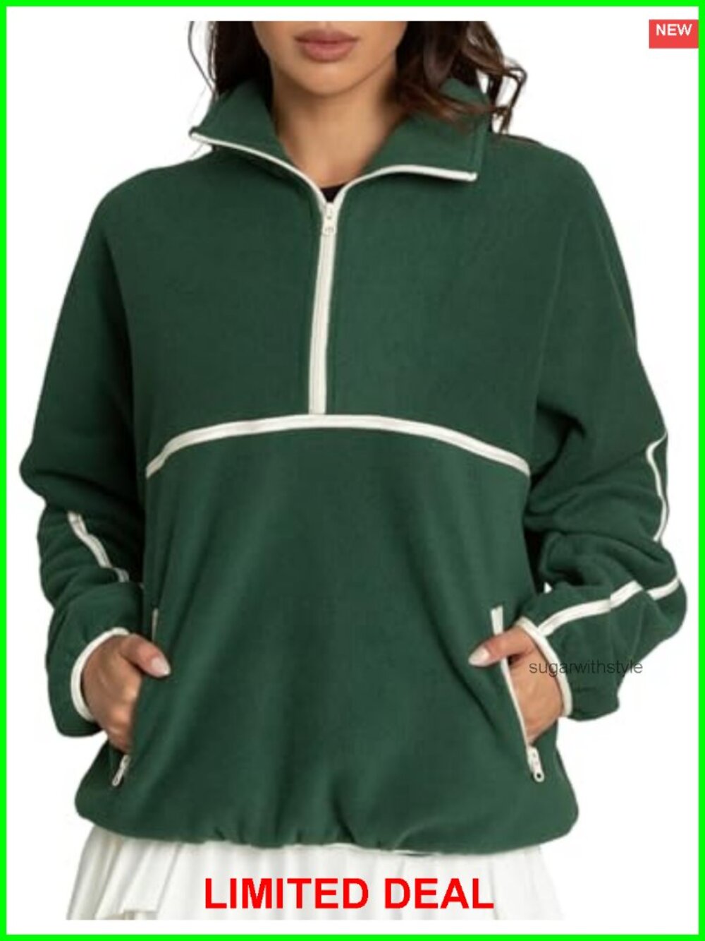 Women's Quarter Zip Fleece Pullover Sweatshirt Polyes